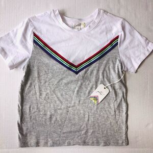 𝅺NWT Girls Medium Glitz SS V Stripe Shirt